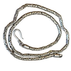 Vintage Sterling Silver 925 Bali Balenisian Byzantine Braided Chain Necklace